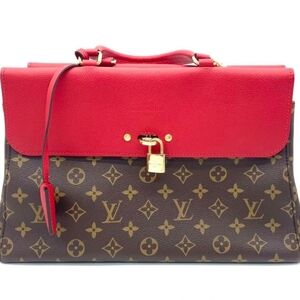 Louis Vuitton Red and Brown Monogram Satchel